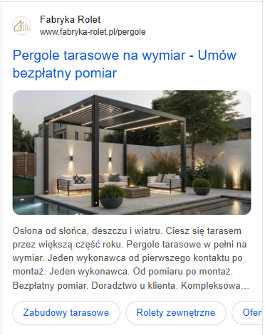 Przykładowa reklama w wyszukiwarce Google